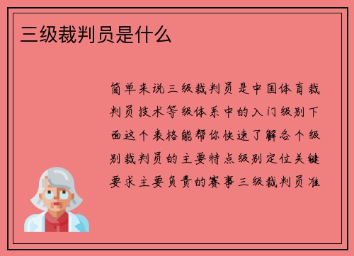 三级裁判员是什么